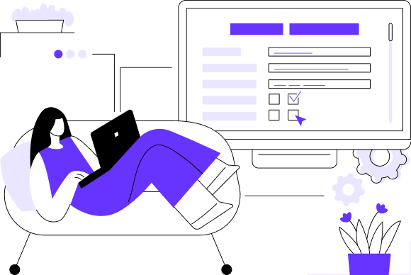 Illustration of person filling out a form on the computer