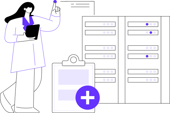 Illustration of doctor reviewing health results